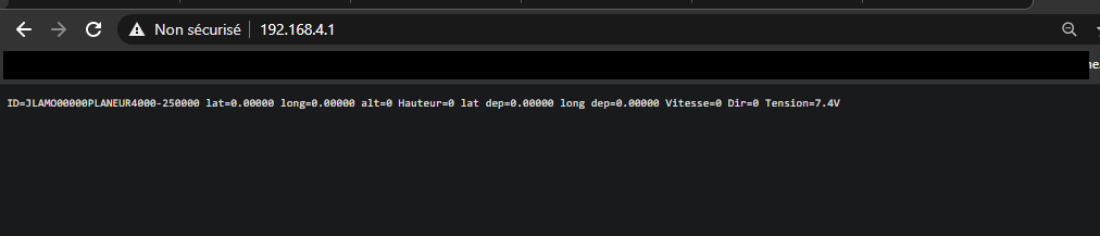 Page web affichant la trame recue